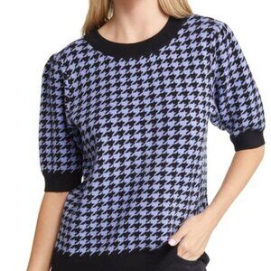 VERO MODA- Iris Puff Sleeve Sweater In Jacarand Pattern Black- Size XL